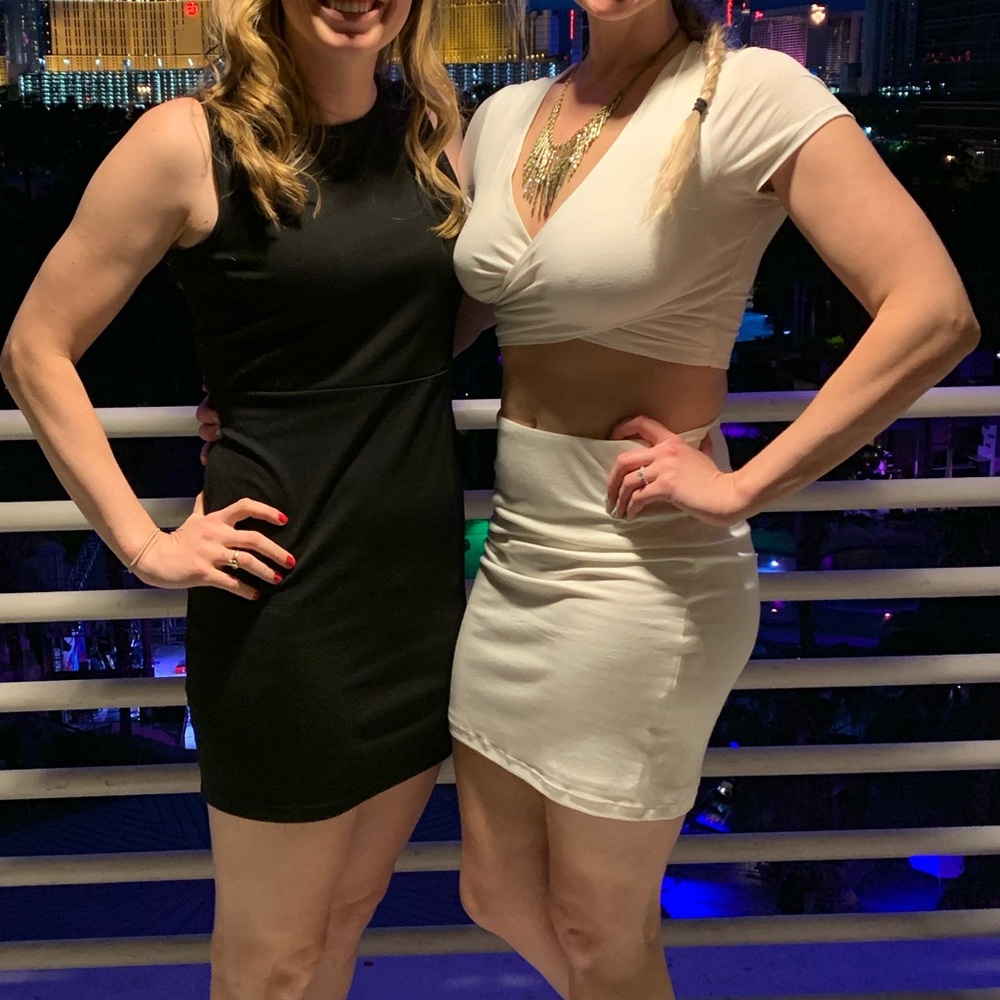 Lulus two piece white dress. Perfect for bachelorette party!